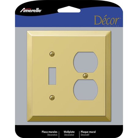 AMERELLE Century Polished Brass Beige 2 gang Stamped Steel Duplex/Toggle Wall Plate 163TDBR